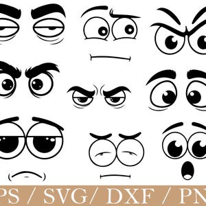 Occhi dei cartoni animati Svg, Silhouette degli occhi dei cartoni animati, Dxf, Png
