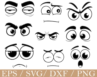 Occhi dei cartoni animati Svg, Silhouette degli occhi dei cartoni animati, Dxf, Png