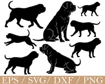 Bull Mastiff Dog Silhouette (SVG, DXF, PNG)