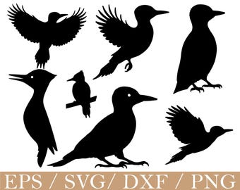 Woodpecker Bird Svg, Woodpecker Silhouette, Dxf, Png