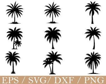 Palmboom-svg, palmboomsilhouet, dxf, png