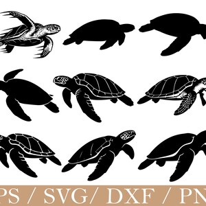 Havssköldpadda silhuett, Svg, Dxf, Png