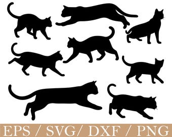 Silueta de gato bengalí, gráficos vectoriales (SVG, DXF, PNG)