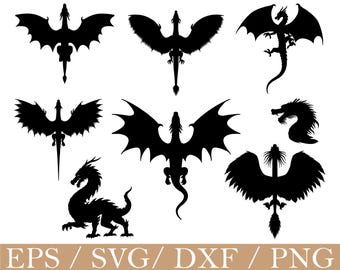 Dragon Svg, Dragon Silhouette, Dxf, Png