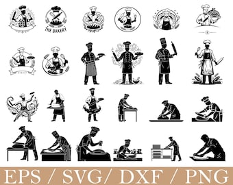 Panettiere Svg, Silhouette del panettiere, Dxf, Png