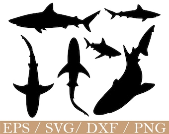 Shark Svg, Shark Silhouette, Dxf, Png