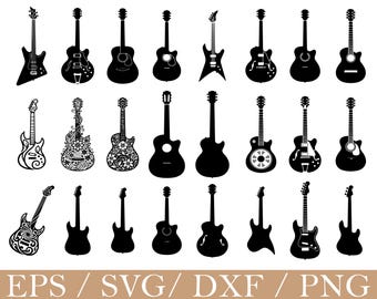 Guitarra Svg, Silueta de guitarra, Dxf, Png