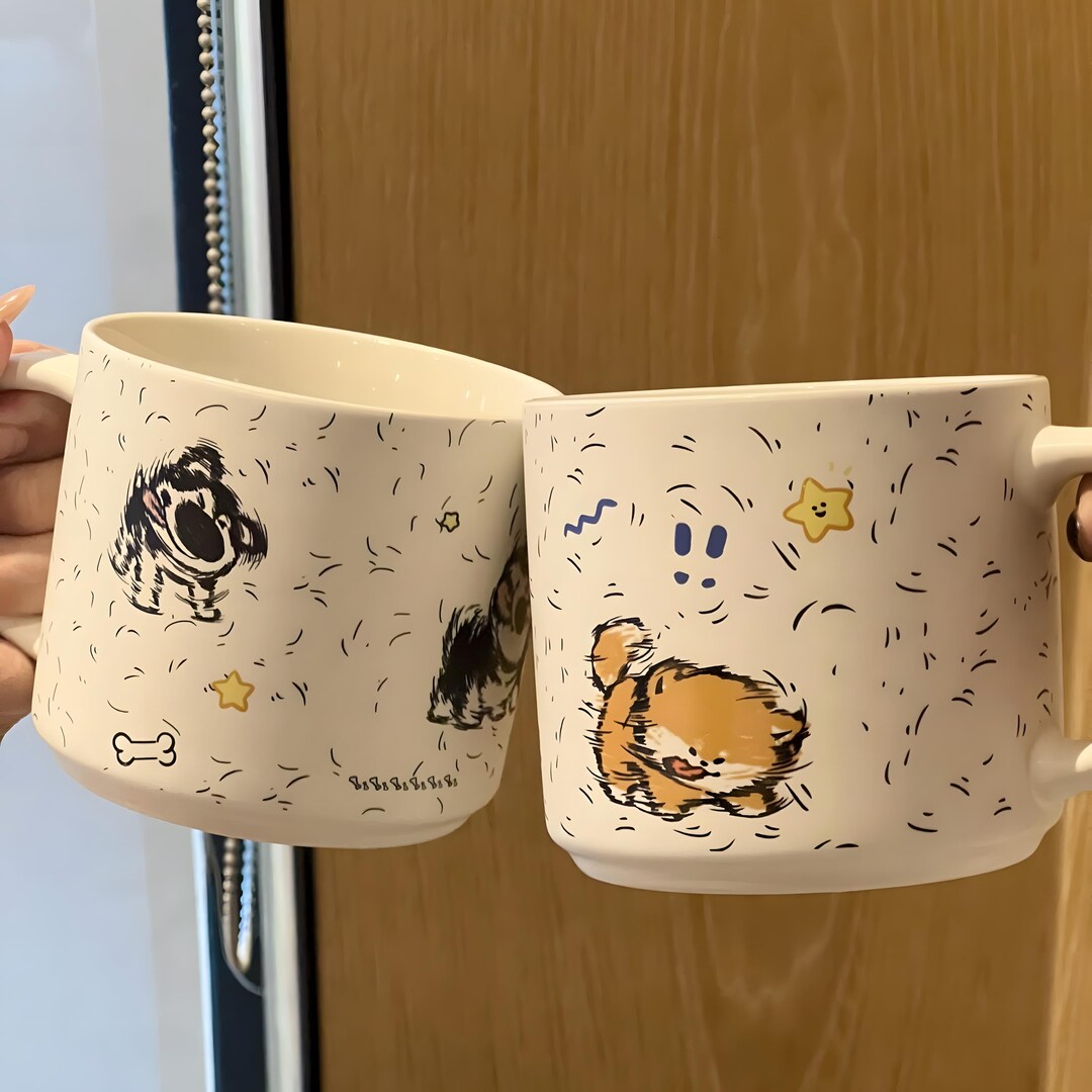Handmade Doodle Dog Ceramic Mugs – Shiba Inu & Bestie Couple Gift - Etsy