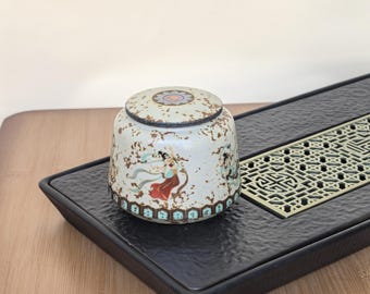 ヴィンテージフローラルティーキャディ - 250mlセラミック製ティージャー（密閉蓋付き）