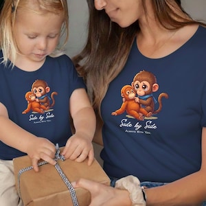 Seite an Seite Affe Shirt | Bester Freund passendes T-Shirt | Süßes Freundschaftsgeschenk | Shirt zur emotionalen Unterstützung | Bewusstsein für psychische Gesundheit