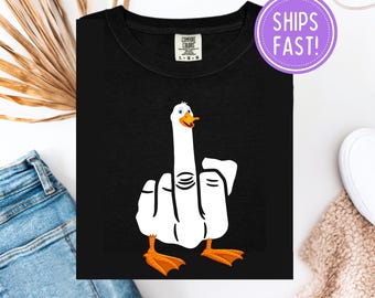Funny Goose Middle Finger Shirt | Sassy Goose Graphic Tee | Sarcastic Animal Humor Shirt | Rude Goose Tshirt