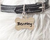 Personalized dog Tag Cat tag Bone Oval Heart Shaped Custom Pet ID Tag Two sided or One Side Beige wood Gift Puppy