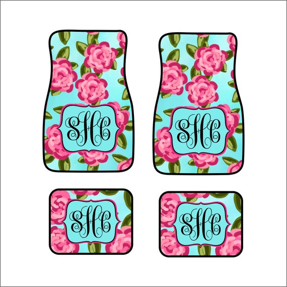 Monogram Car Floor Mats Front Car Mats Rear Car Mat Custom Car Etsy