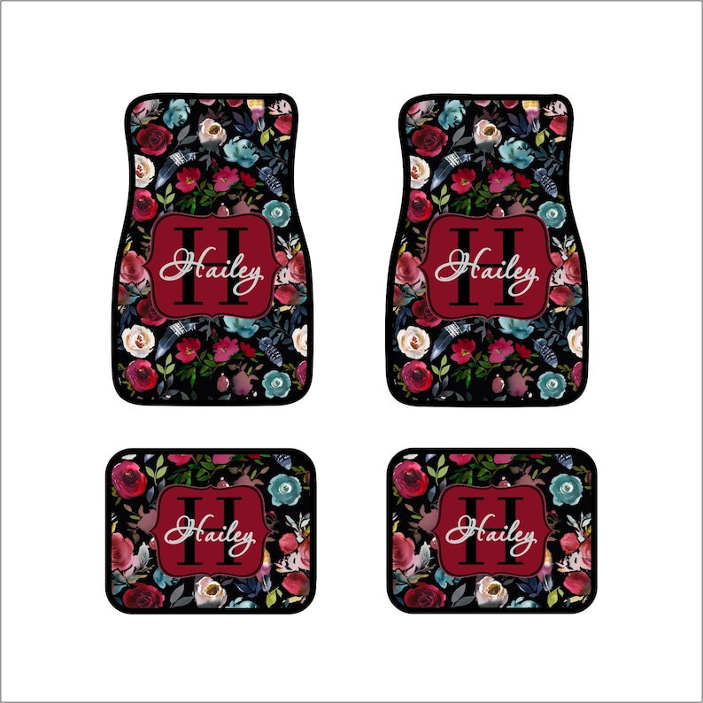 Monogram Car Floor Mats Front Car Mats Rear Car Mat Custom Car Etsy