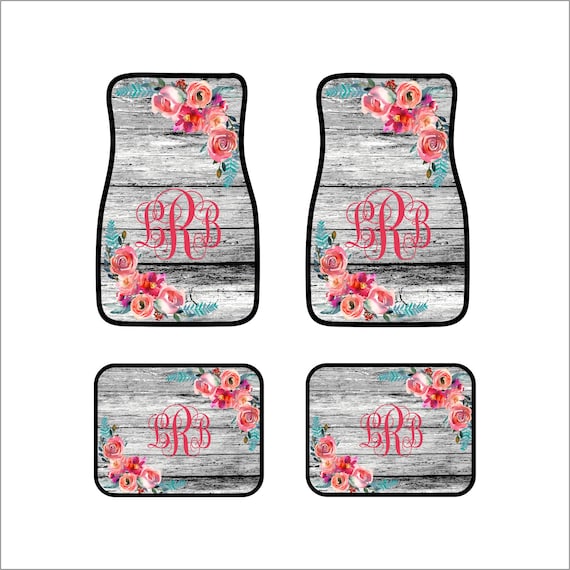 Monogram Car Floor Mats Front Car Mats Rear Car Mat Custom Car Etsy