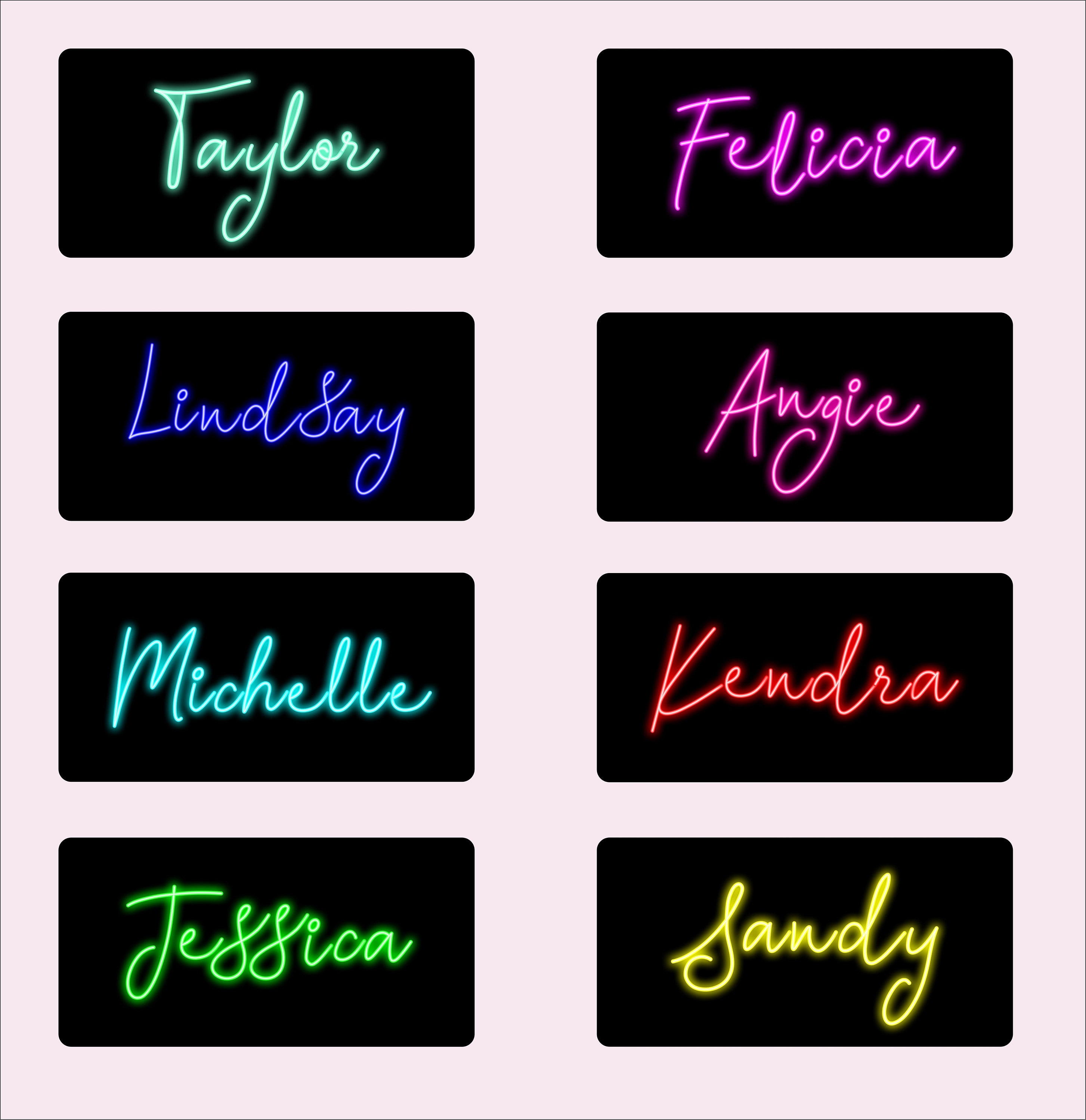 High Gloss Neon glow effect Personalized Name License Plate on Black  Custom Frame - Car Tag Vanity Plate 8 colors