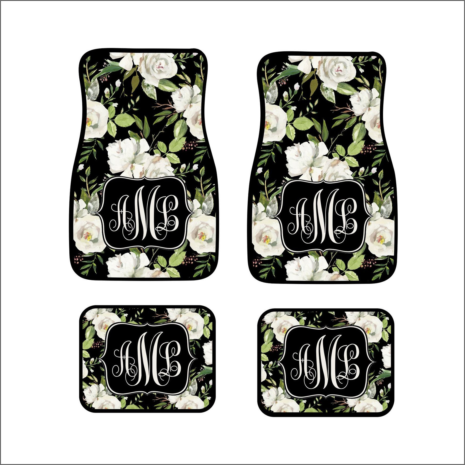 Monogram Car Floor Mats Front Car Mats Rear Car Mat Custom Car Etsy