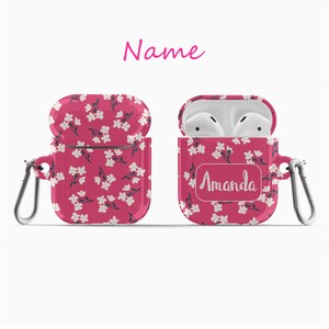 Personalized Spring Boho Small Flowers AirPod Case AirPod Pro Case holder cover with keychain holder Custom Monogram AirPod case CA Airpod Name