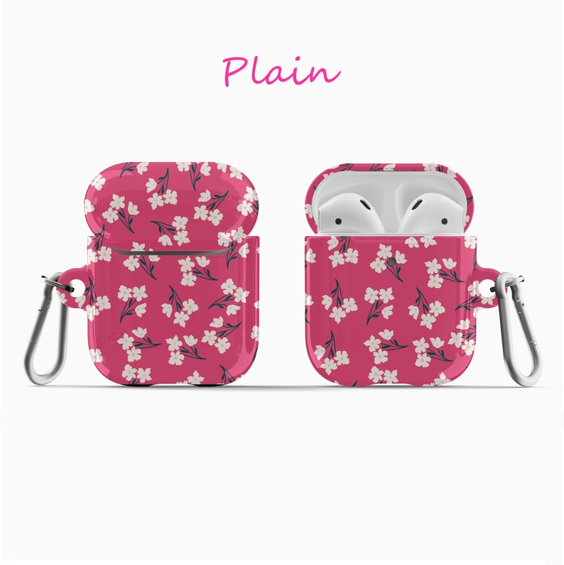 Personalized Spring Boho Small Flowers AirPod Case AirPod Pro Case holder cover with keychain holder Custom Monogram AirPod case CA Airpod Plain