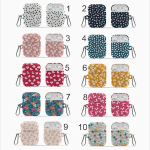 Personalized Spring Boho Small Flowers AirPod Case AirPod Pro Case holder cover with keychain holder Custom Monogram AirPod case CA bild 1
