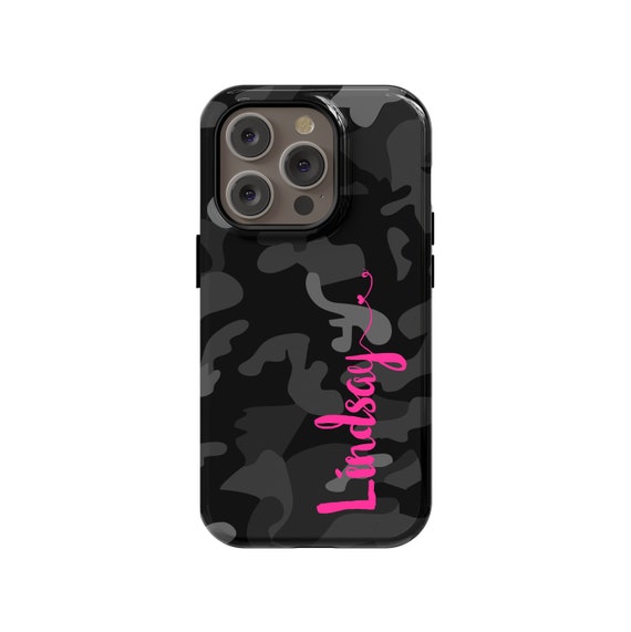 Personalized Monogram Custom Phone Case Black Camo Tough Case iPhone 15 14  13 12 11 Pro Max Mini Galaxy S23 S22 S21 Ultra Plus Magsafe CAX - Etsy