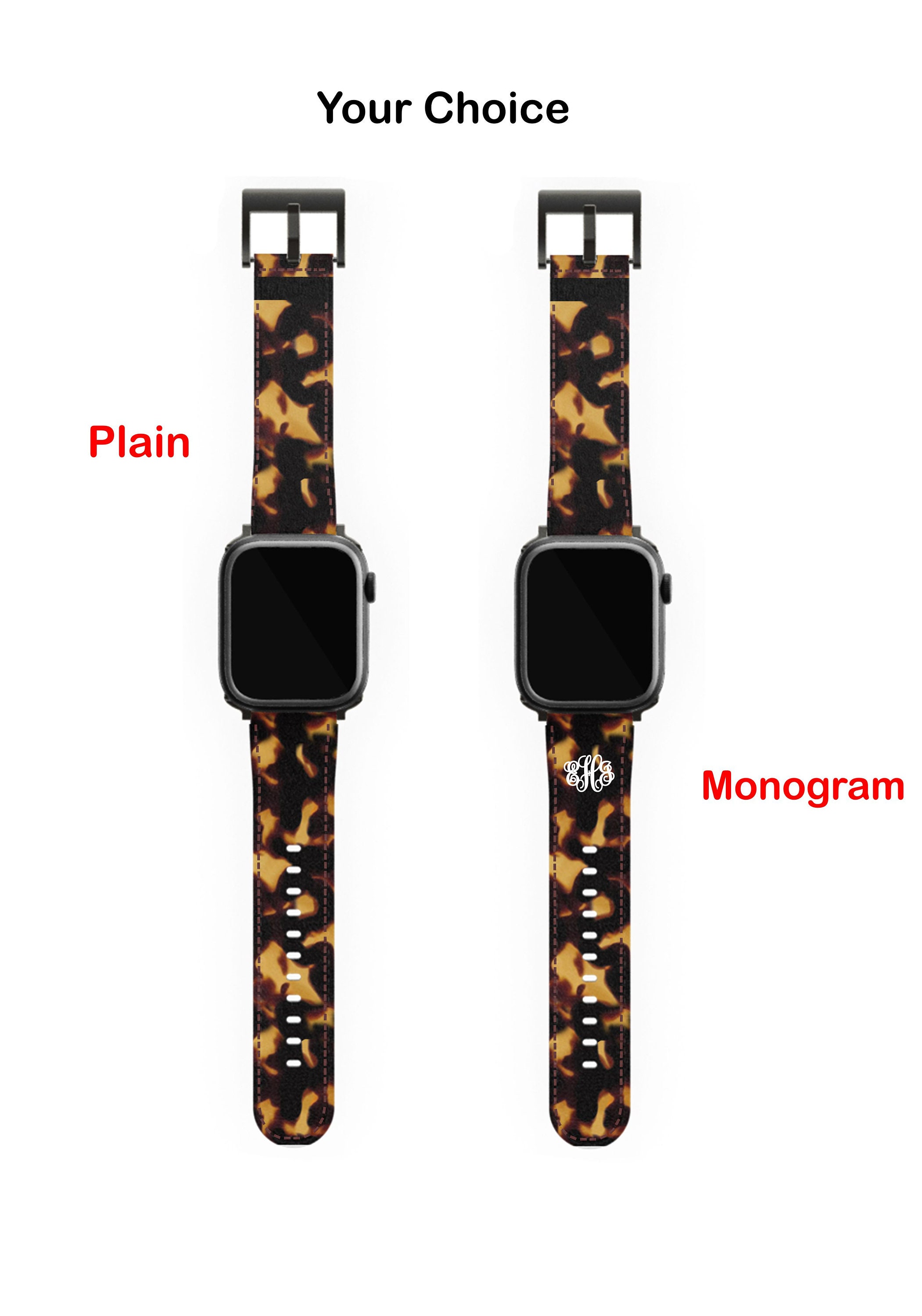 For Apple Watch Series 7 / 8 45mm Resin Watch Strap Set with Case Cover  Smart Watch Replacement Band - Tortoiseshell Color Wholesale