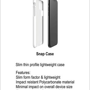 May include: A white and black phone case with a slim profile. The case is made of polycarbonate material and has clear open ports for connectivity. It is available in a glossy or matte finish.