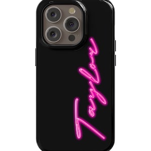 Personalized Hot Pink Neon Phone Case Tough Case iPhone 16 15 14 13 12 11 Pro Max Mini Galaxy S23 S22 S24 Ultra Plus Magsafe Pixel 8 9 Pro