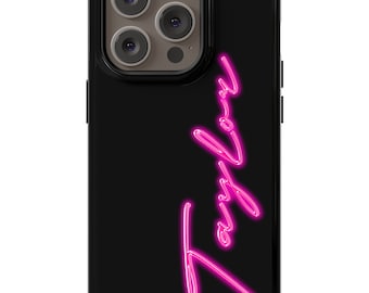 Personalized Hot Pink Neon Phone Case Tough Case iPhone 16 15 14 13 12 11 Pro Max Mini Galaxy S23 S22 S24 Ultra Plus Magsafe Pixel 8 9 Pro