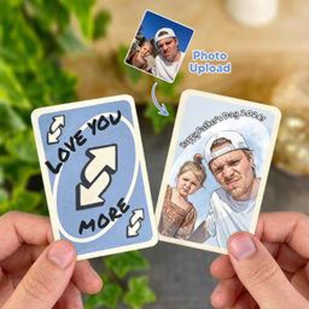 Love You More UNO Reverse Card Photo Upload Custom Message Trendy Gift ...