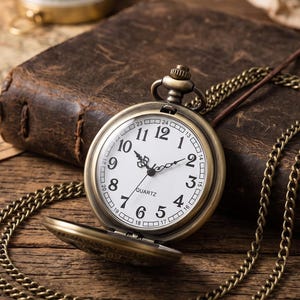 Vintage Mechanical Pocket Watch with Chain, Steampunk Skeleton Clock,Antique Bronze Roman Numeral Pocket Watch, Groomsmen Gift, Gift for Him