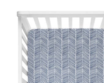Fitted Crib Sheet Indigo Freeform Arrows - Navy Crib Sheet - Arrow Crib Sheet - Navy Arrow Crib Sheet - Arrow Baby Bedding -Minky Crib Sheet