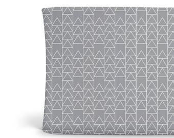Changing Pad Cover Grey Triangle Stack - ModFox Exclusive- Grey Changing Pad- Triangle Changing Pad- Minky Changing Pad Cover- Organic Cover