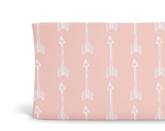 Changing Pad Cover Shooting Arrows on Blush- ModFox Exclusive- Blush Changing Pad- Arrow Changing Pad- Soft Minky Changing Pad-Organic Cover