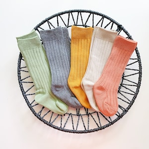 Infant Ribbed Knee High Socks - Girl Knee Highs - Grey Knee Highs - Fall Knee High Socks - Neutral Socks - Toddler Knee Highs - Baby Tights