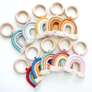 Baby Boho Rainbow Teether Wooden Ring Teether Neutral Baby Gift Baby Toy Girl Baby Gift Boy Teether Girl Teether-Neutral Teether image 1