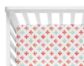 Fitted Crib Sheet Watercolor Plus- Plus Sign Crib Sheet- Coral Crib Sheet-Mint Crib Sheet-Watercolor Crib Sheet-Girl Crib Sheet-Baby Bedding