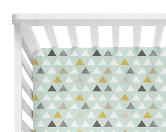 Fitted Crib Sheet Geometric Bear Cream and Brown Designed | Etsy