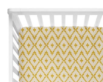 Fitted Crib Sheet Southwest Diamonds Taupe - Crib Sheet - Gold Crib Sheet - Geometric Crib Sheet - Gold Crib Bedding - Baby Bedding