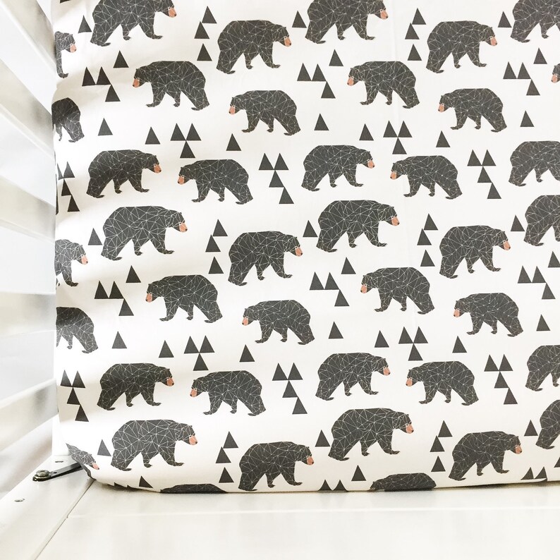 Changing Pad Cover Geometric Bear on Cream Bear Changing Pad Etsy