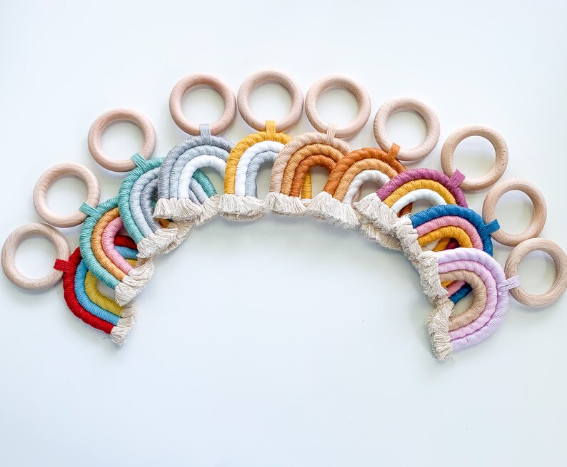 Baby Boho Rainbow Teether Wooden Ring Teether Neutral Baby Gift Baby Toy Girl Baby Gift Boy Teether Girl Teether-Neutral Teether image 3