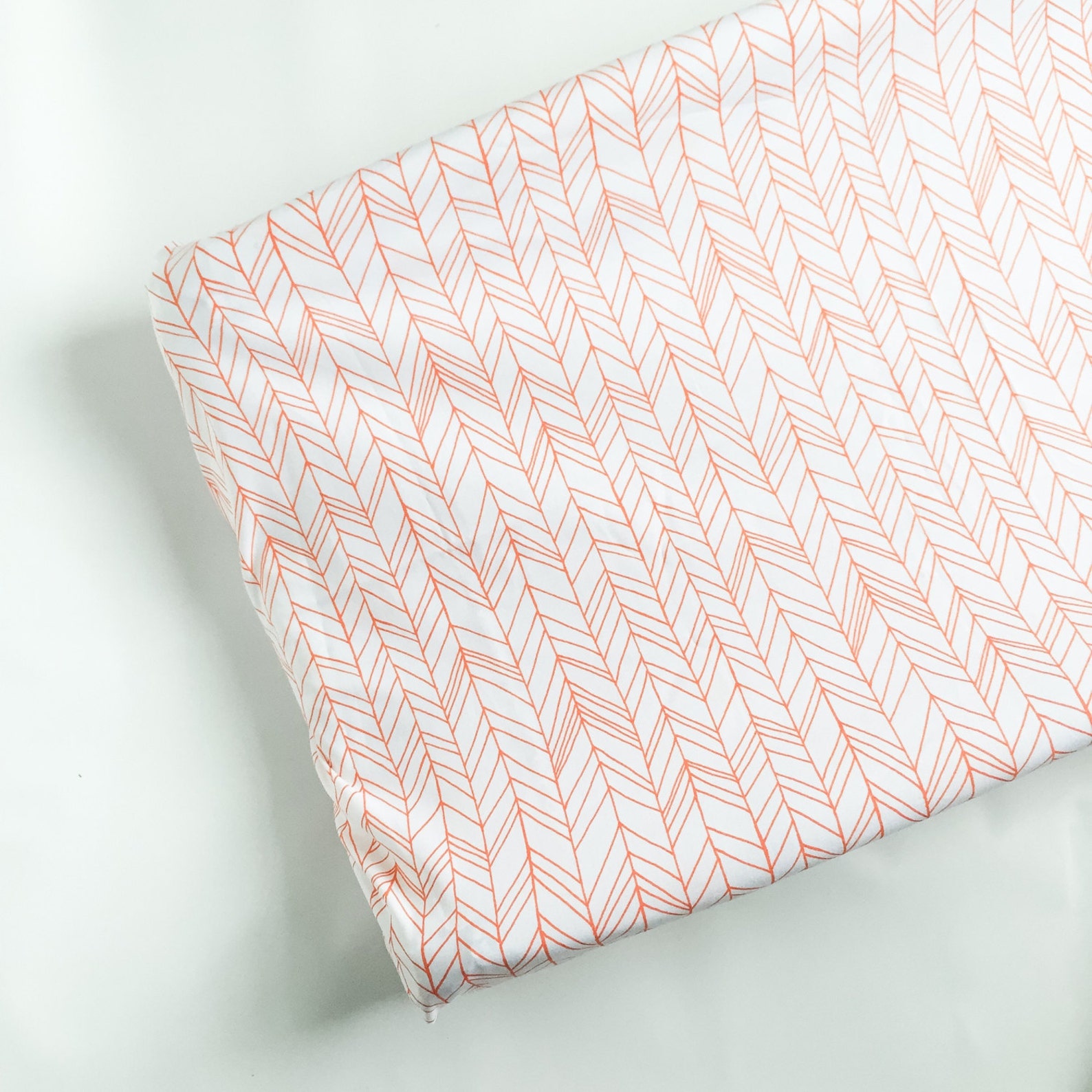 Fitted Crib Sheet Orange Herringbone Orange Crib Sheet Etsy