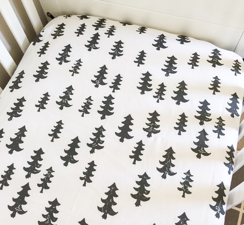 Fitted Crib Sheet Black Trees Woodland Crib Sheet Forest Etsy
