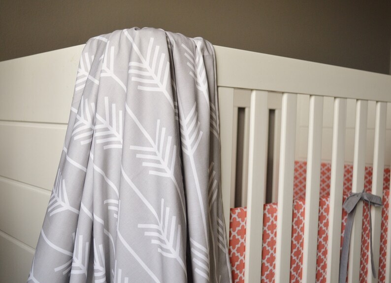 Crib Blanket Light Grey Arrow Crib Blanket Baby Blanket Etsy