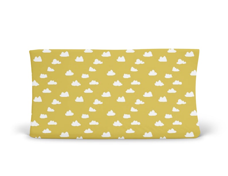 Changing Pad Cover Mustard Clouds Mustard Changing Pad Cloud Etsy