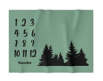 Monthly Milestone Blanket Sage Forest - Crib Blanket - Baby Blanket - Sage Baby Blanket - Monthly Counter Blanket - Baby Gift - Tree Blanket