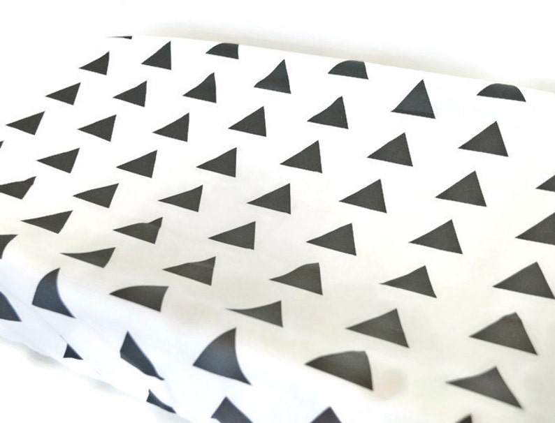 Changing Pad Cover Black Triangle ModFox Exclusive Black Changing Pad Triangle Changing Pad Monochrome Changing Pad Minky Changing Pad image 2