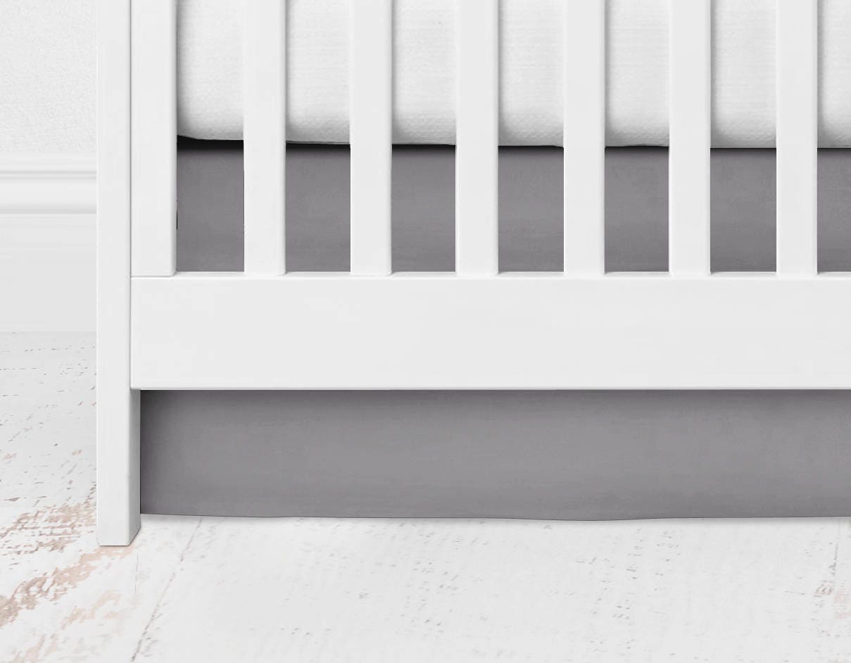 Grey Straight Crib Skirt Kona Cotton Grey Crib Skirt
