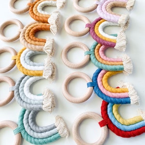 Baby Boho Rainbow Teether Wooden Ring Teether Neutral Baby Gift Baby Toy Girl Baby Gift Boy Teether Girl Teether-Neutral Teether image 2