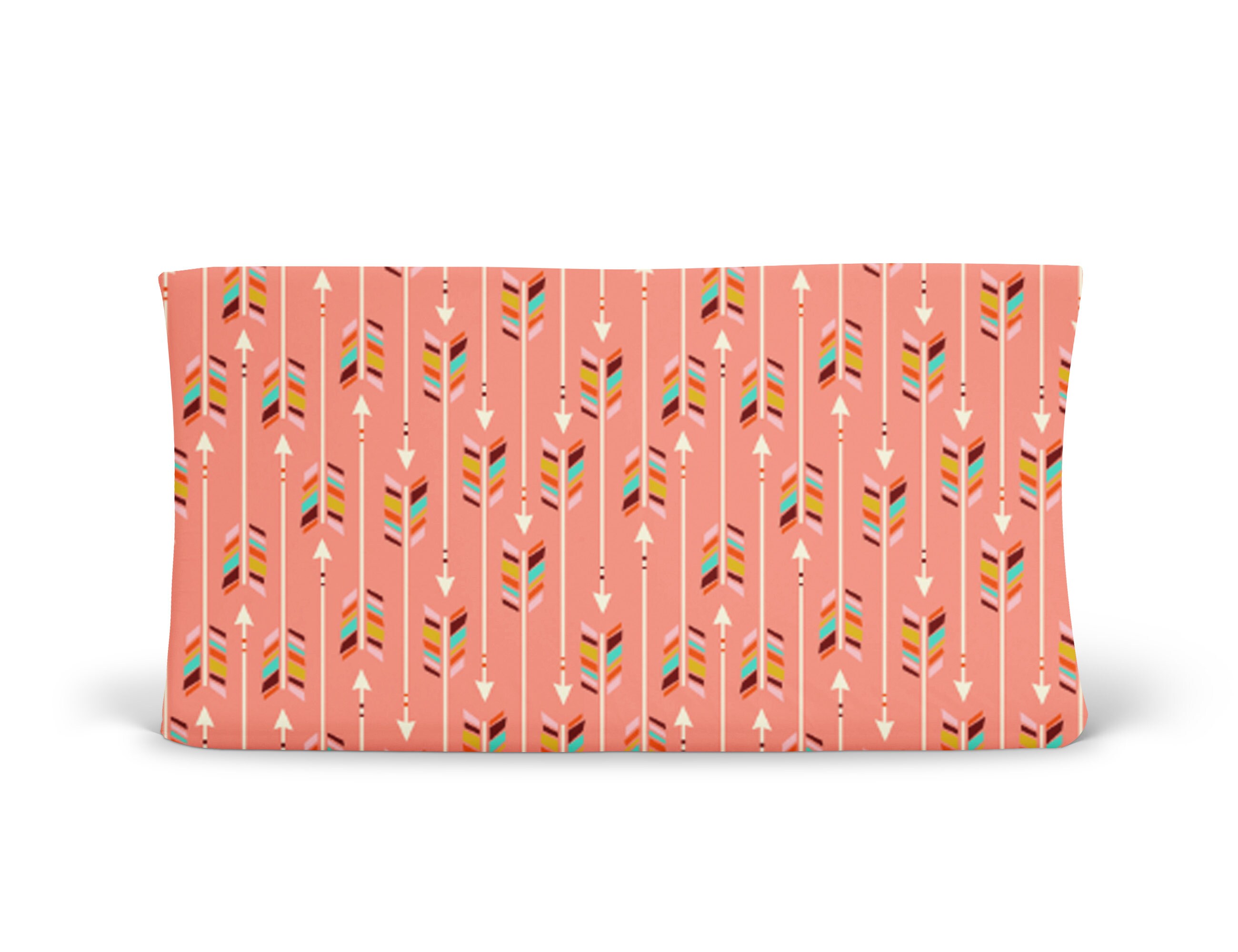 Changing Pad Cover Rainbow Arrows on Coral Coral Changing Etsy